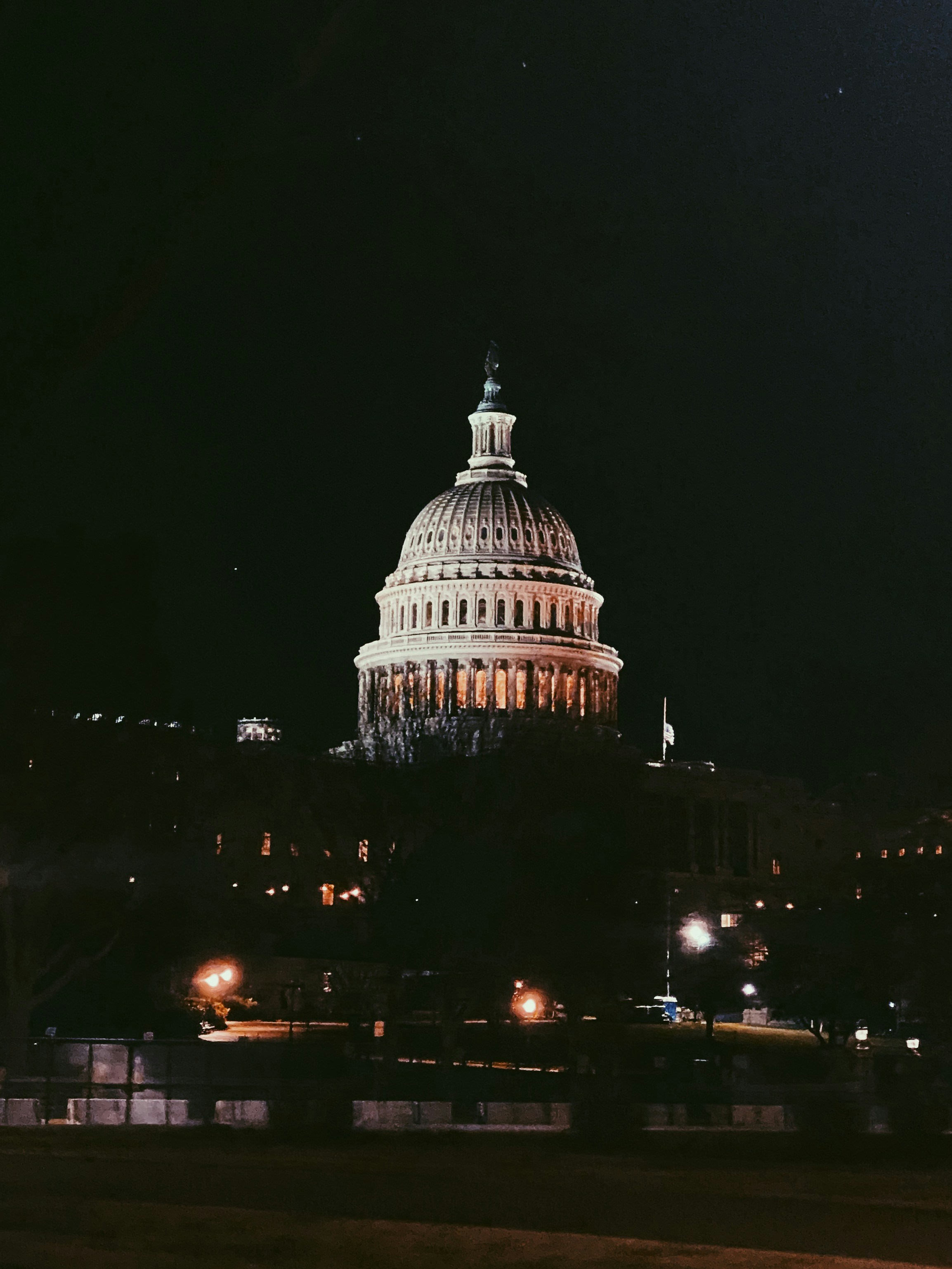 United States Capitol building at dusk